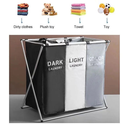 Multi-grid laundry hamper for neat and easy clothes sorting