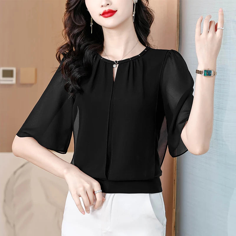 Women’s summer half-sleeve chiffon blouse