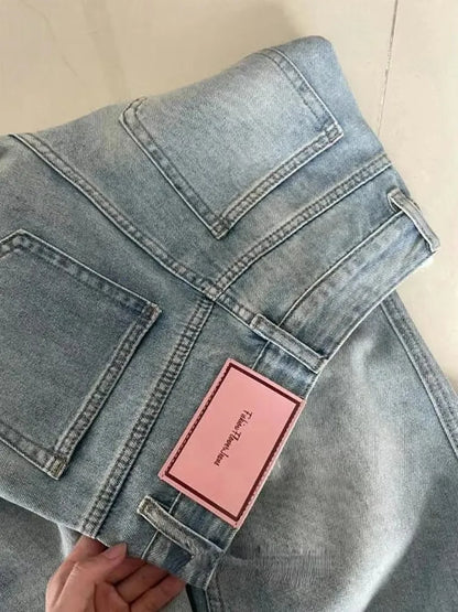 Low-waist loose-fit punk streetwear denim pants