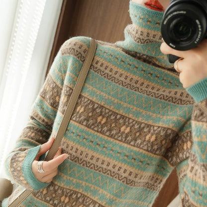 Women’s 100% wool cashmere high-neck sweater