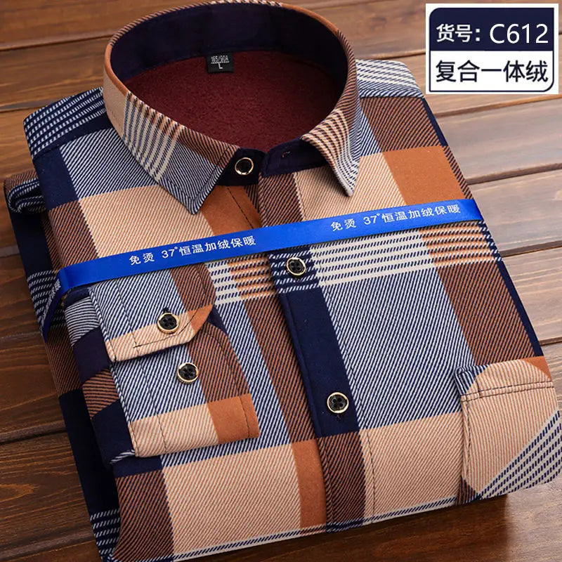 Men’s winter plaid shirt—soft, thick, and ideal for cold weather