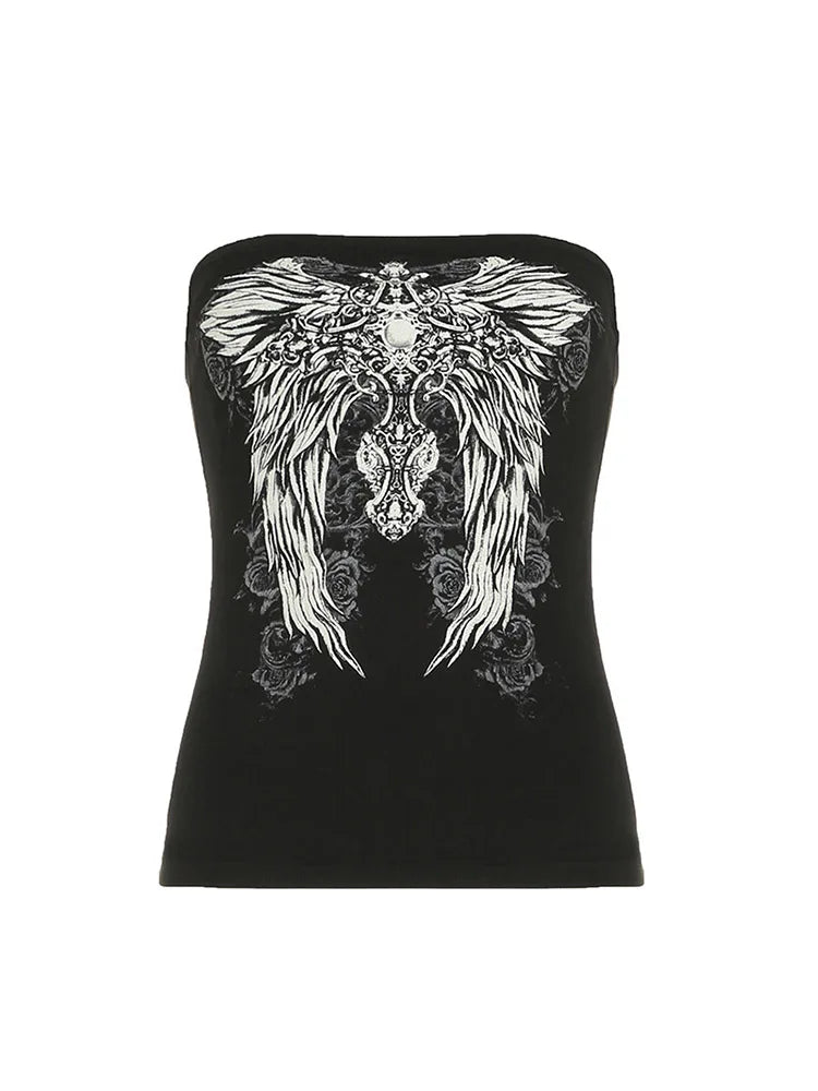 Women’s gothic black strapless tube top