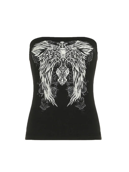 Women’s gothic black strapless tube top