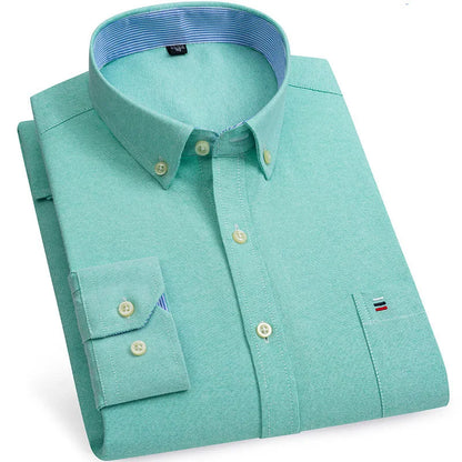 Smart casual cotton shirt with long sleeves, perfect for office or daily wear
