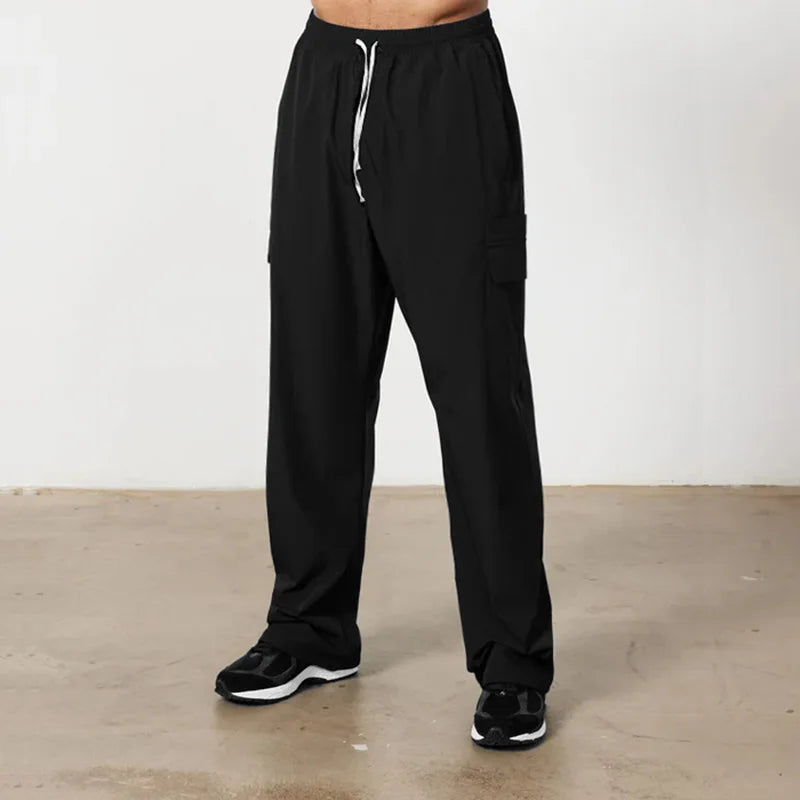 Trendy loose-fit drop-crotch casual trousers