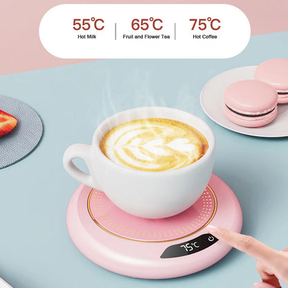 Compact USB beverage warmer with three temperature levels—perfect for hot drinks at your desk