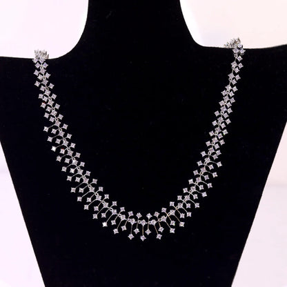 ASNORA CZ Bridal Necklace Set – Water Drop Wedding Design