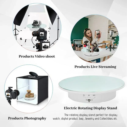 Remote-controlled rotating display for jewelry, collectibles, or video shoots