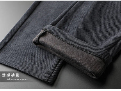Straight-fit stretch trousers in black and blue