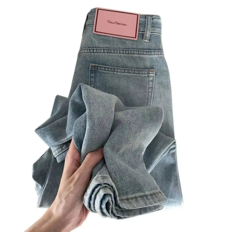 Low-waist loose-fit punk streetwear denim pants