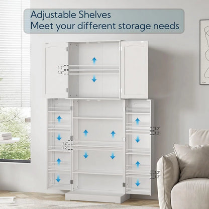 High kitchen cabinet with enclosed shelving for tidy pantry space