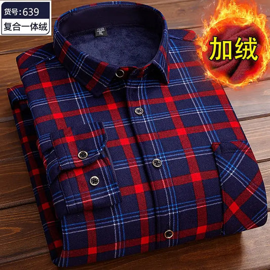 Men’s winter plaid shirt—soft, thick, and ideal for cold weather
