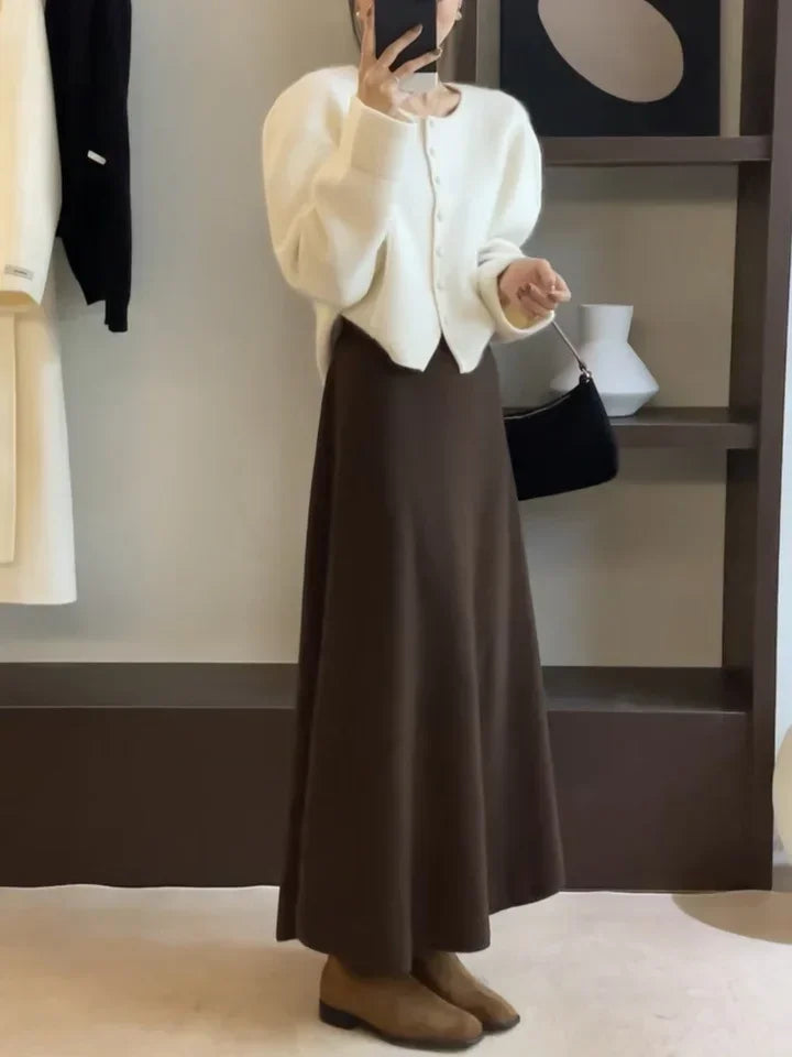 Women’s Korean-style pure wool swing skirt