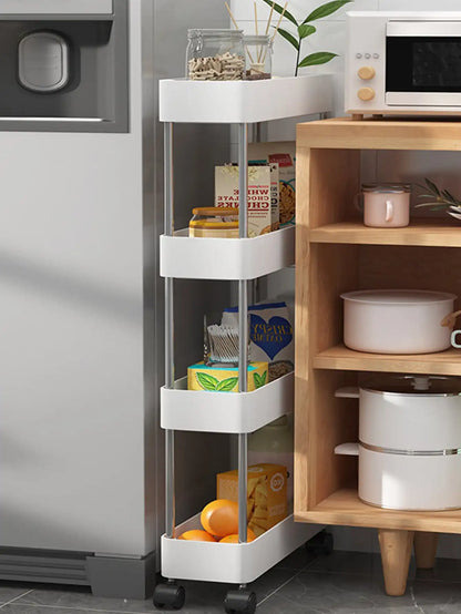 Movable slim storage rack for versatile home organization