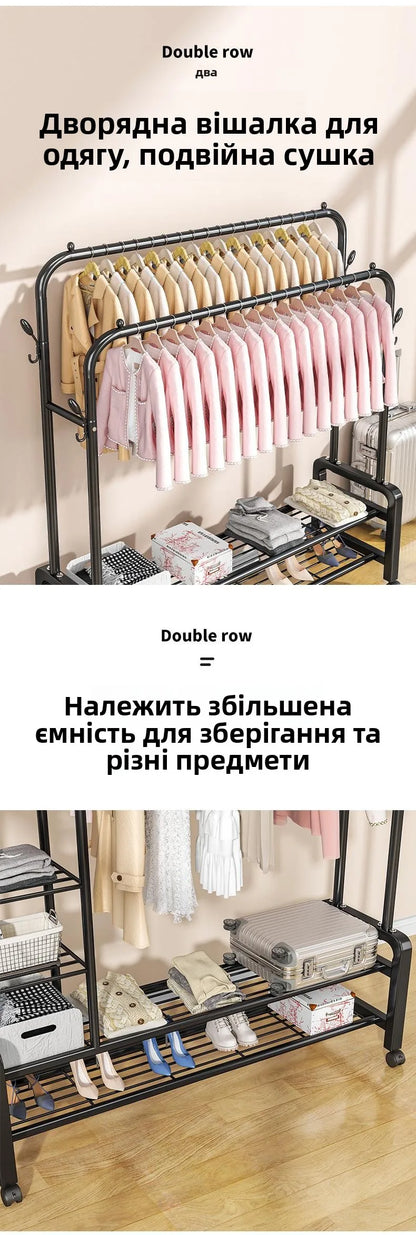 Freestanding clothes organizer for easy drying and hanging clothes