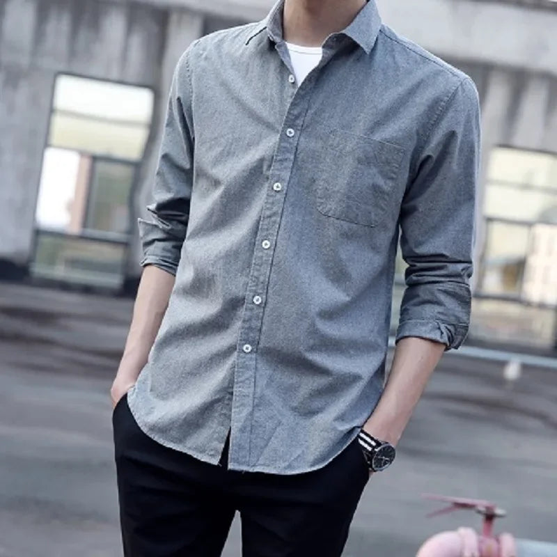 Men’s 100% cotton plaid shirt, stylish slim design for office or casual