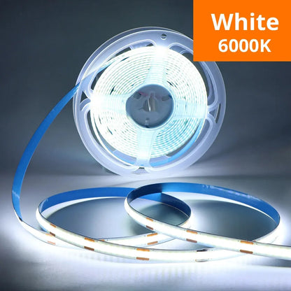 Flexible LED COB strip with touch dimmer—perfect for DIY lighting