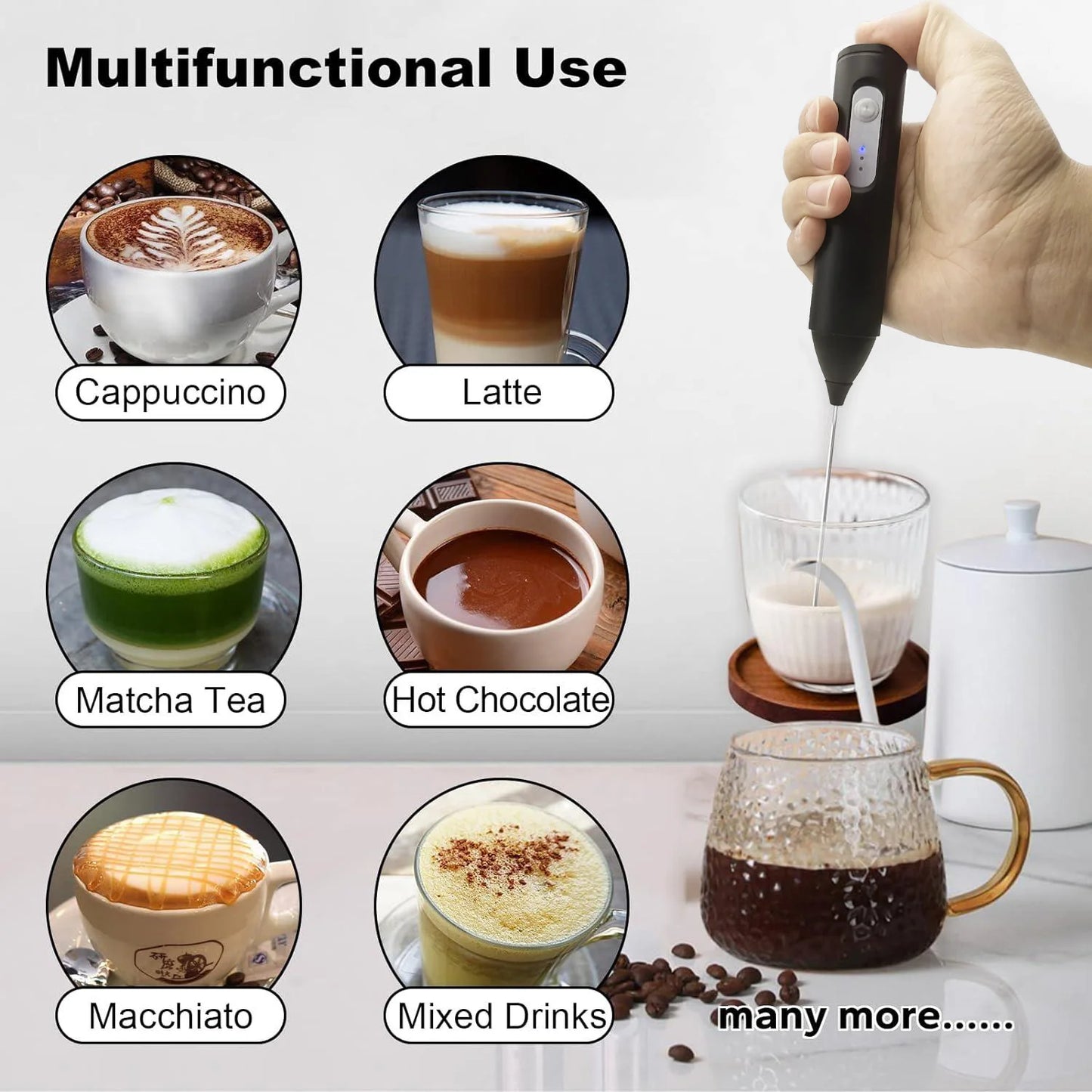 Portable milk frother and eggbeater with rechargeable design