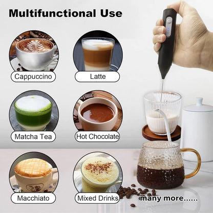 Portable milk frother and eggbeater with rechargeable design