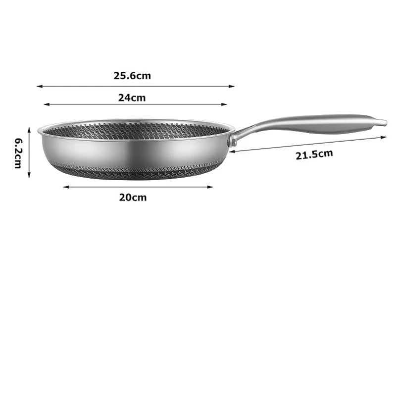 Stainless steel nonstick honeycomb frying pan with lid