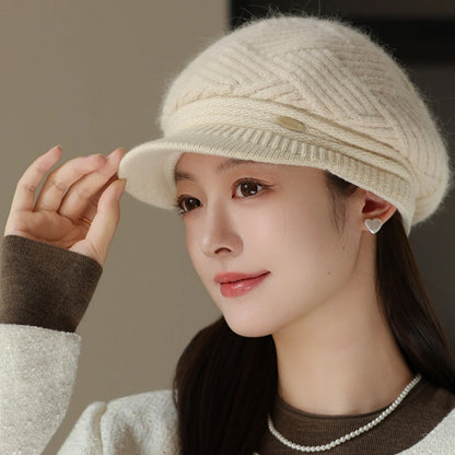 Rabbit Fur Blend Beanie – Casual Streetwear Winter Cap