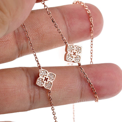 Floral Moissanite Choker – 925 Silver, Elegant Neck Chain