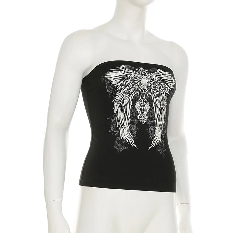 Women’s gothic black strapless tube top