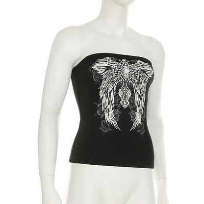 Women’s gothic black strapless tube top