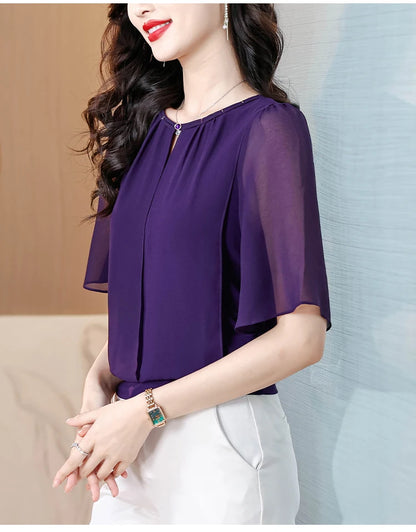 Women’s summer half-sleeve chiffon blouse