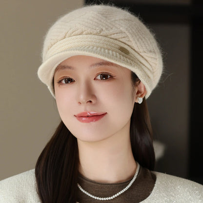 Rabbit Fur Blend Beanie – Casual Streetwear Winter Cap
