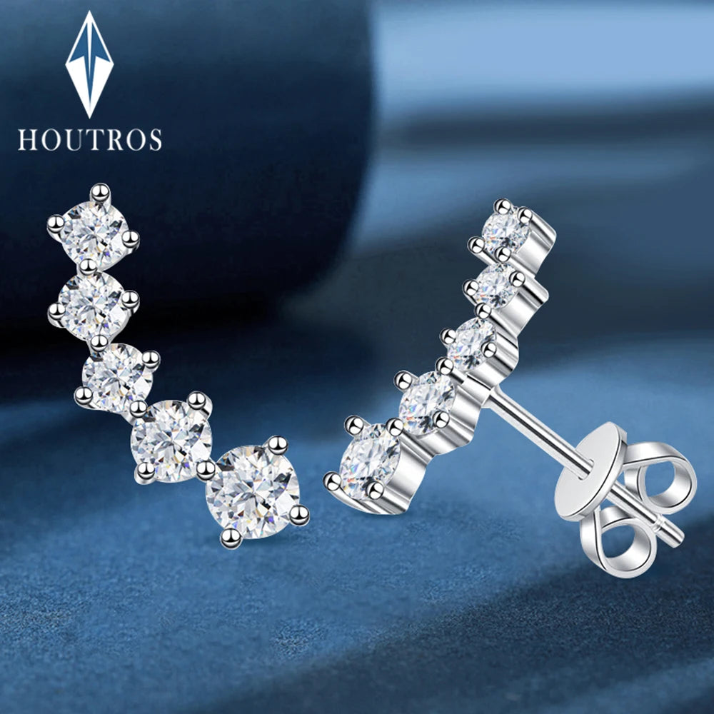 D-Color Moissanite Stud Earrings – 925 Sterling Silver, GRA Certified