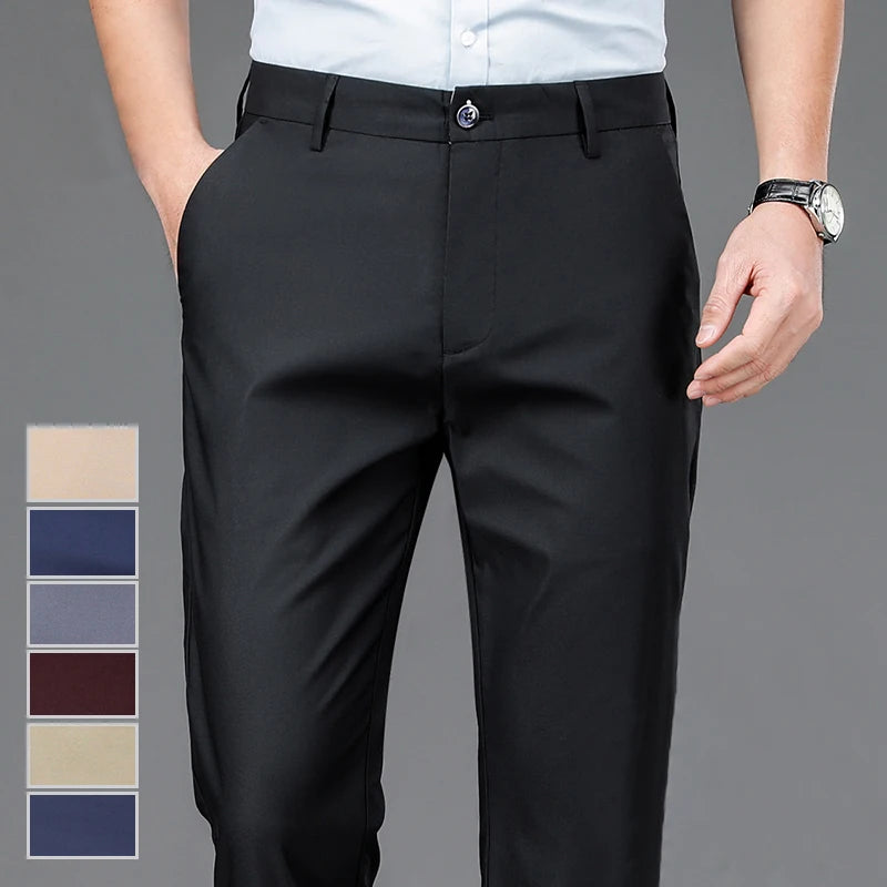 Men’s black stretch smart casual trousers