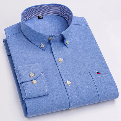 Smart casual cotton shirt with long sleeves, perfect for office or daily wear