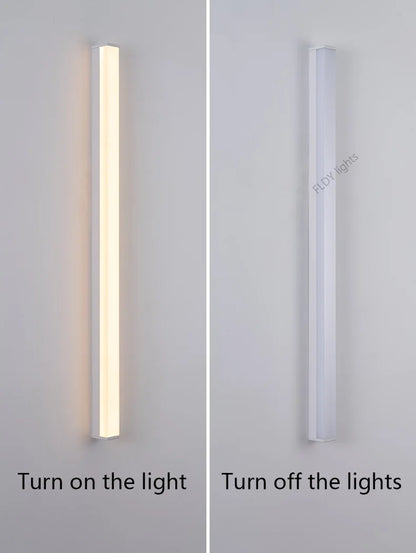 Weatherproof modern LED wall sconce for outdoor spaces, IP65, long-strip style