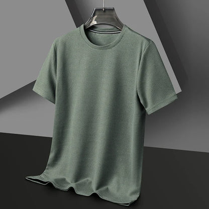 Men’s summer waffle round-neck T-shirt