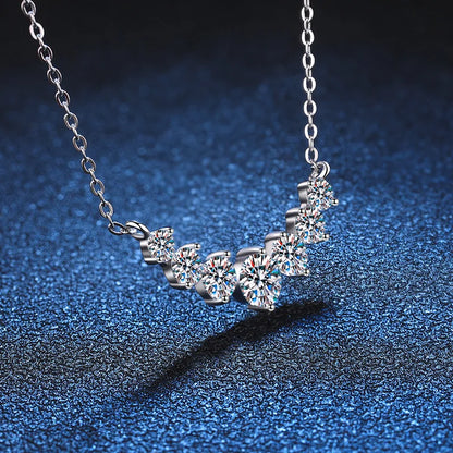 Moissanite Necklace – 925 Sterling Silver, 18K White Gold Plated