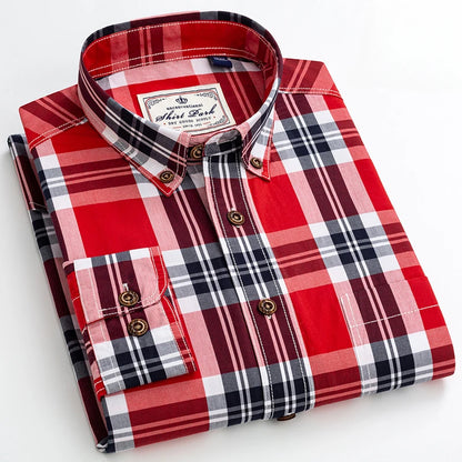 Premium cotton plaid shirt for men—clean, trendy, and comfortable