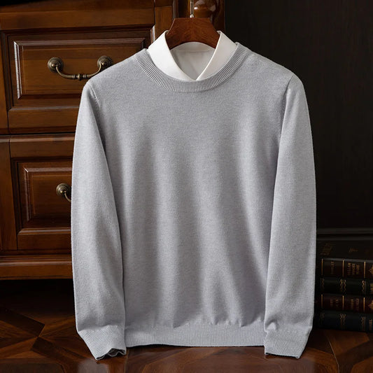 Men’s O-neck merino wool sweater for autumn & winter