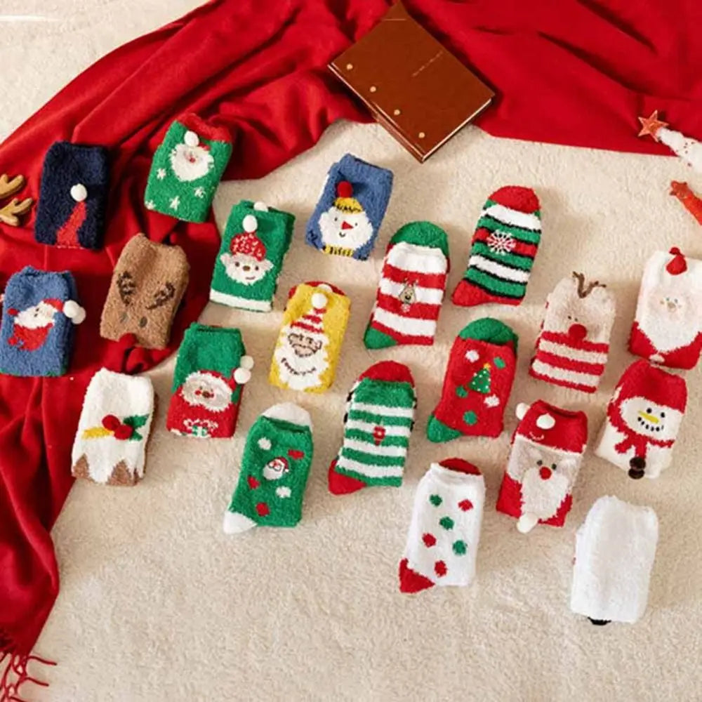 Cute Santa & Elk Socks – Thick Cozy Floor & Sleep Socks