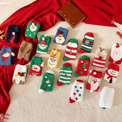 Cute Santa & Elk Socks – Thick Cozy Floor & Sleep Socks