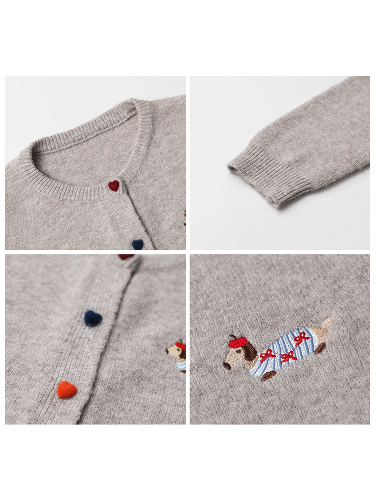 Casual knitted sweater with dog embroidery