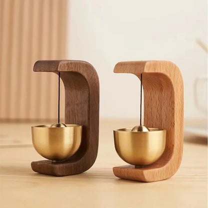 Magnetic wood wind-bell with copper chime