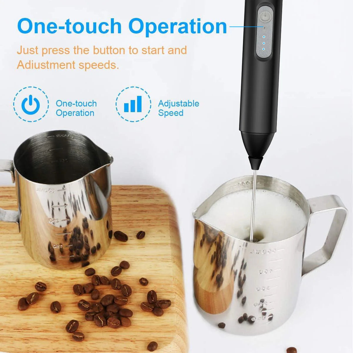 Portable milk frother and eggbeater with rechargeable design