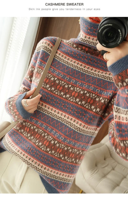 Women’s 100% wool cashmere high-neck sweater