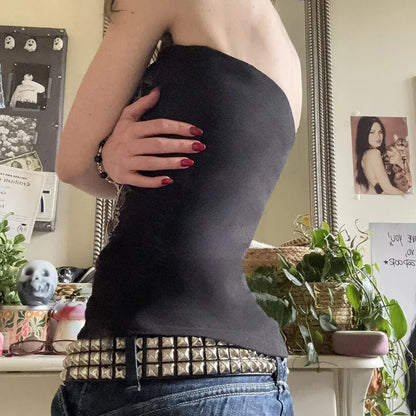 Women’s gothic black strapless tube top