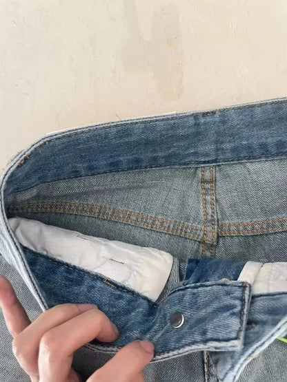Low-waist loose-fit punk streetwear denim pants