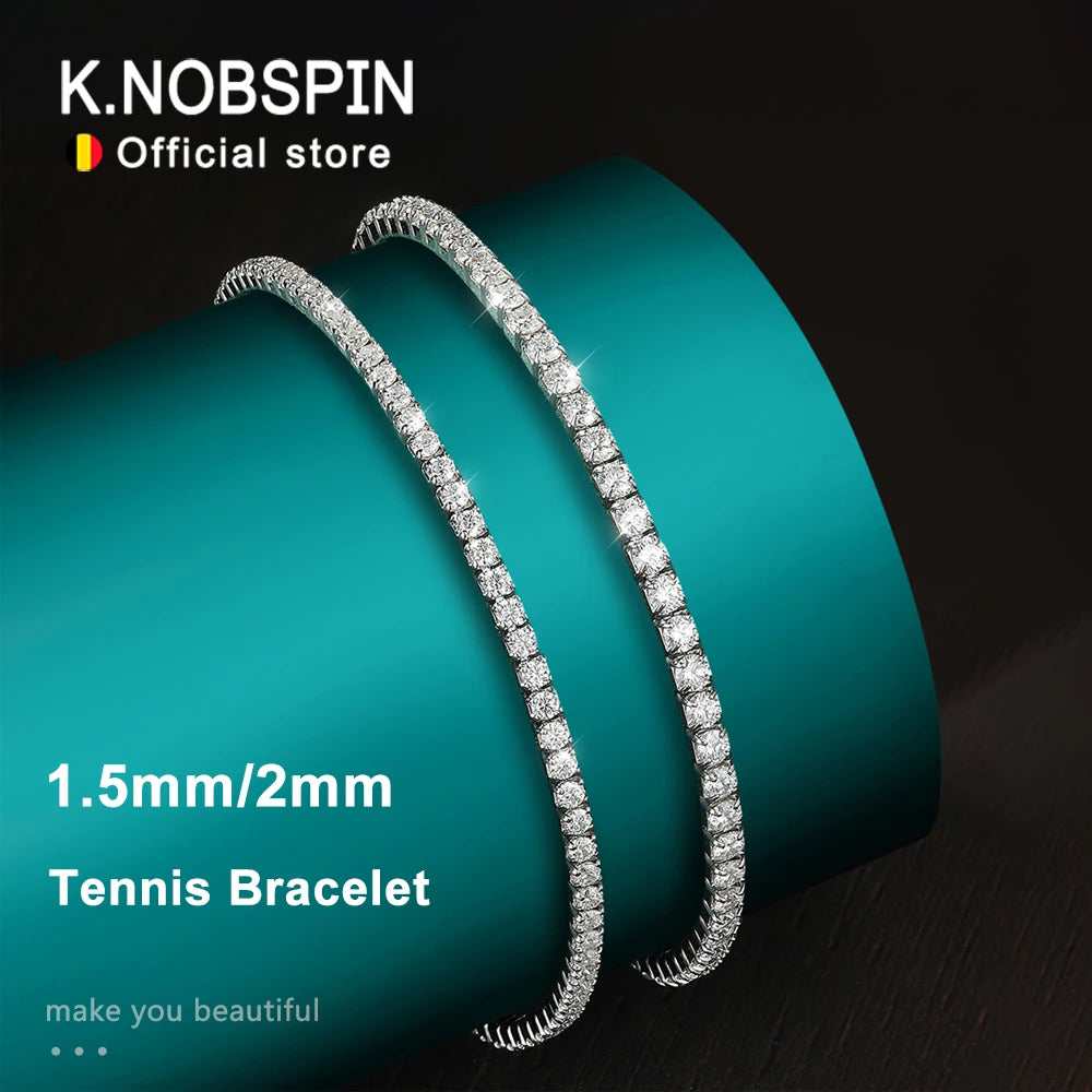 Fine Moissanite Tennis Bracelet – 18K White Gold Plated, Delicate Gift