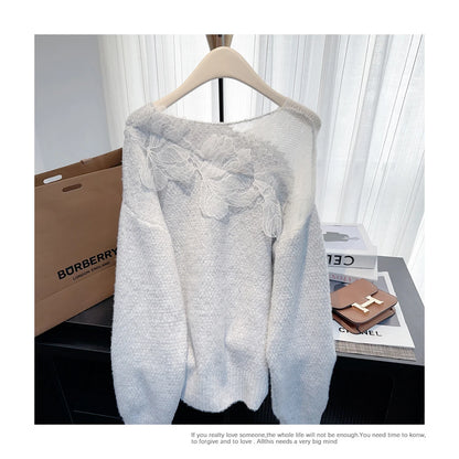 Women’s Korean lazy lace splicing sweater