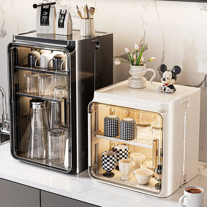 Transparent dustproof cup rack for mugs, tea cups, and coffee accessories