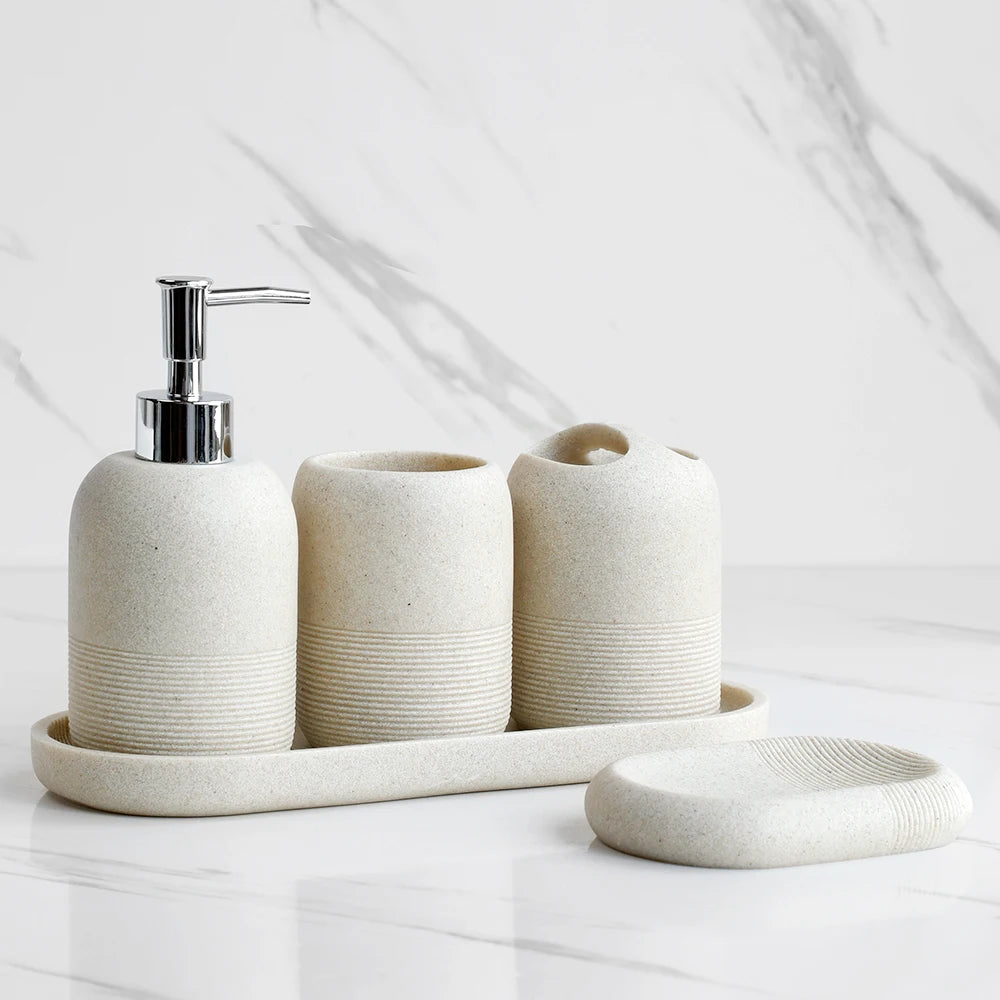 Functional 5-piece set for modern bathroom organization